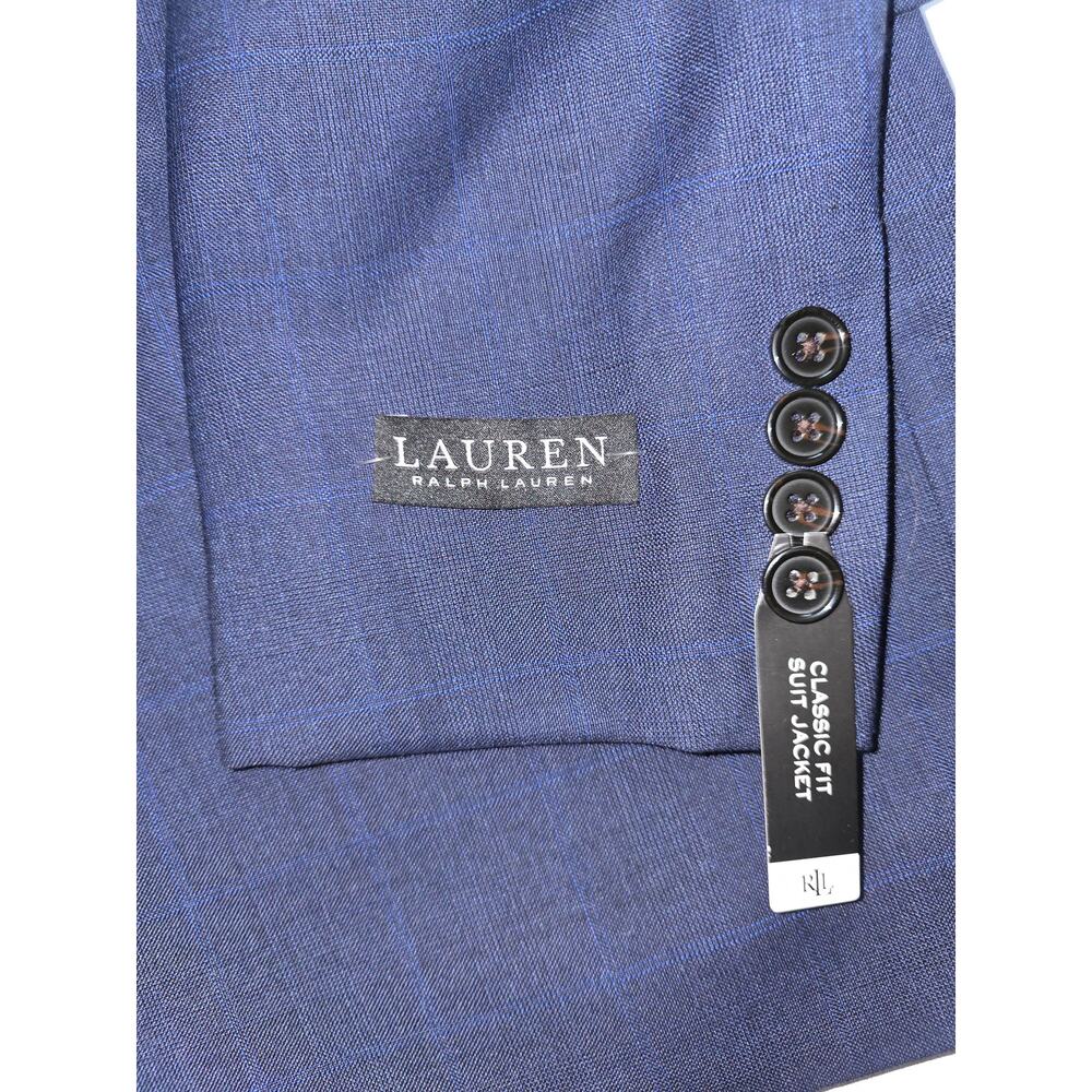 NWT 40L Lauren Ralph Lauren Blue Plaid UltraFlex Lattimore Suit Jacket $450 - Picture 3 of 8